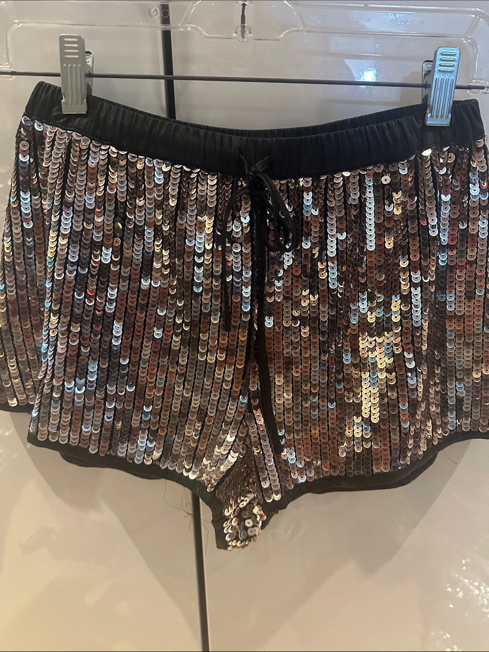 Mustard Seed Rose-Gold and Silver Sequin Athletic Shorts